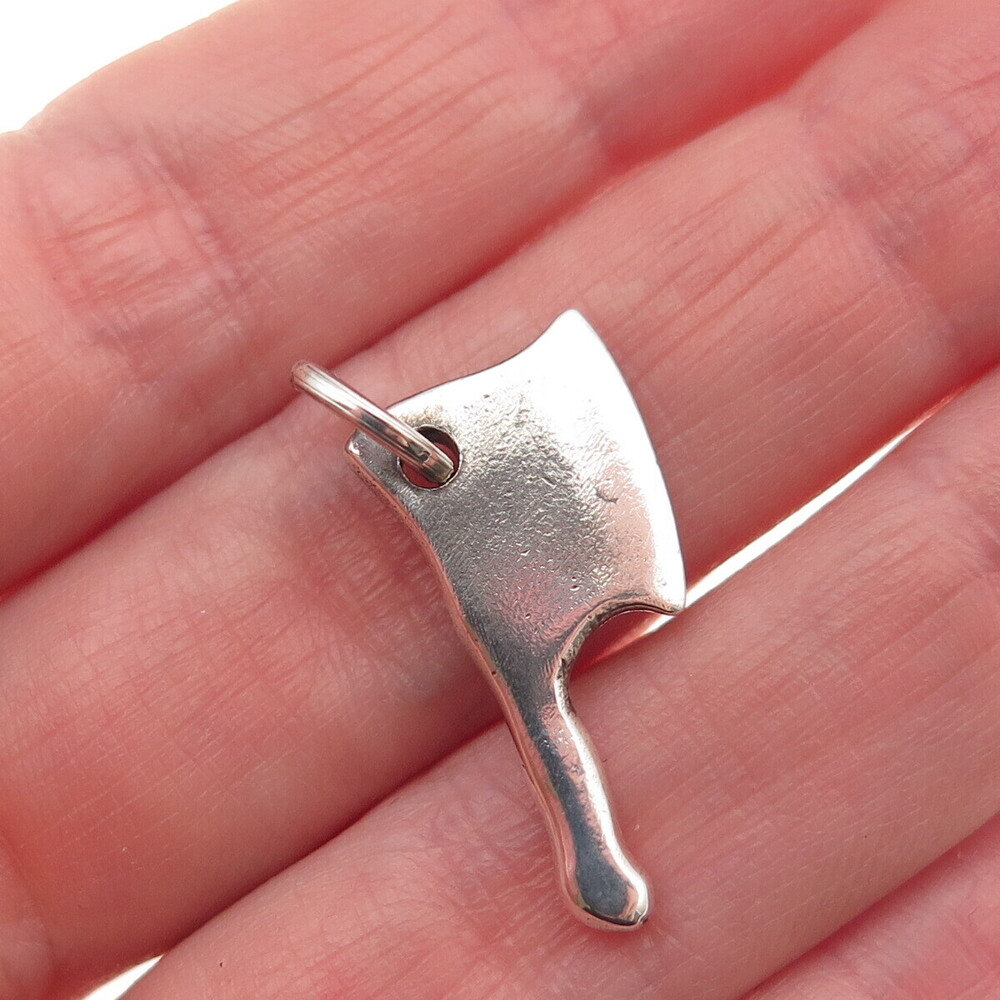 925 Sterling Silver Vintage Chef's Kitchen Knife Oxidized 3D Mini Charm Pendant